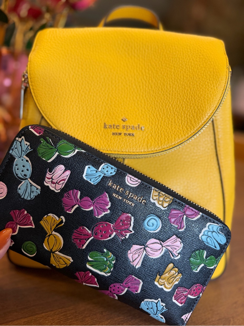 **HALLOWEEN SET! Kate Spade Leila Yellow Leather Backpack & Candy Wallet***